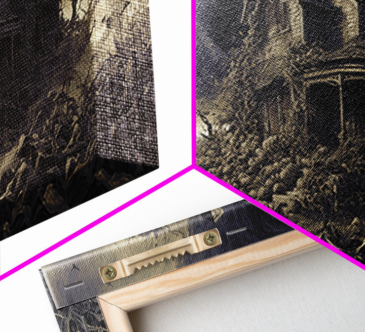 The Possessed Farmhouse, Wide Panoramic Art, Gothic Horror Wall Art, Framed Canvas Print, Halloween Wall Decor, Gothic Home Decor