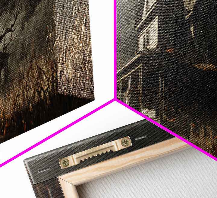 The Possessed Farmhouse, Extra Wide Wall Art, Gothic Horror Wall Art, Framed Canvas Print, Halloween Wall Decor, Gothic Home Decor