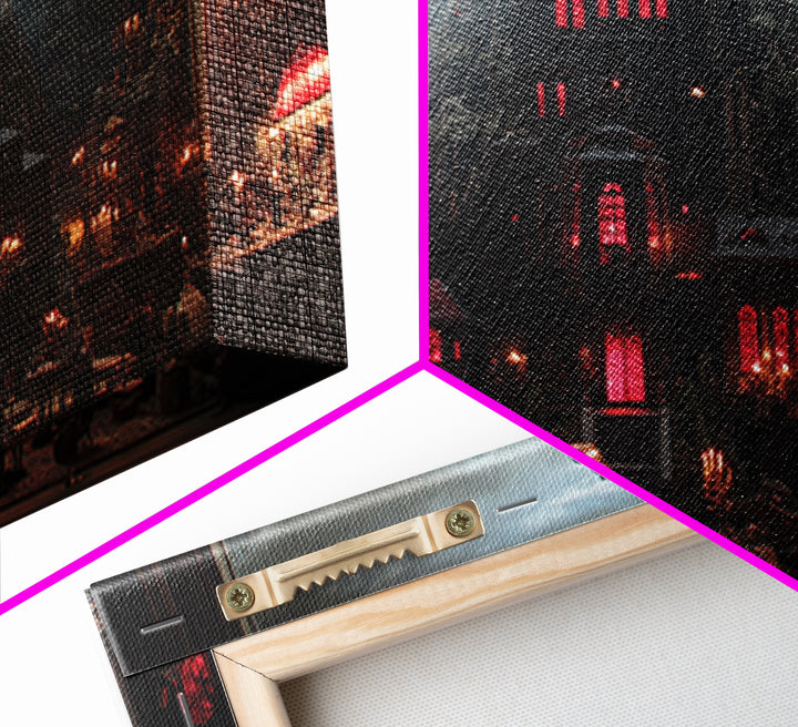 The Vampire Castle, Landscape Wall Art, Gothic Horror Wall Art, Framed Canvas Print, Halloween Wall Decor, Gothic Home Decor