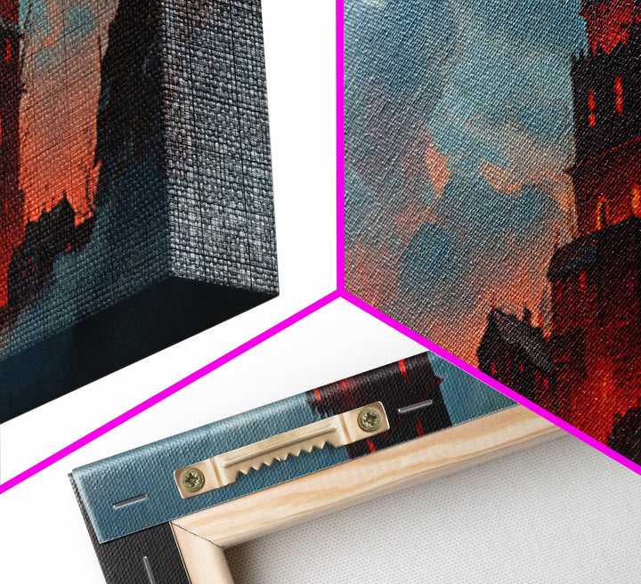 The Vampire Castle, Wide Panoramic Art, Dark Halloween Decor, Canvas Print, Halloween Wall Decor, Gothic Home Decor, Halloween Wall Art