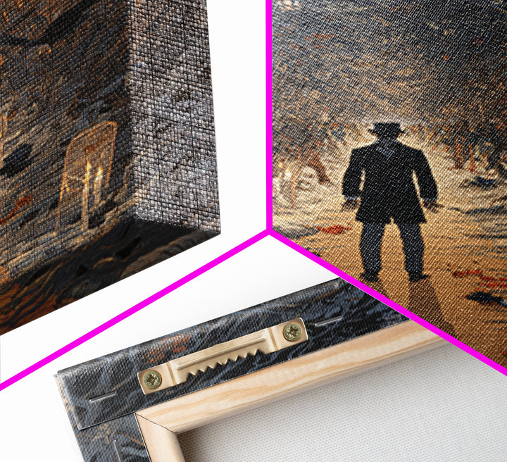 The Ghost Town Main Street, Vertical Wall Art, Gothic Horror Wall Art, Framed Canvas Print, Halloween Wall Decor, Gothic Home Decor