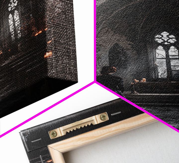 The Overgrown Chapel, Vertical Wall Art, Macabre Wall Art, Framed Canvas Print, Halloween Wall Decor, Gothic Home Decor, Spooky Wall Decor