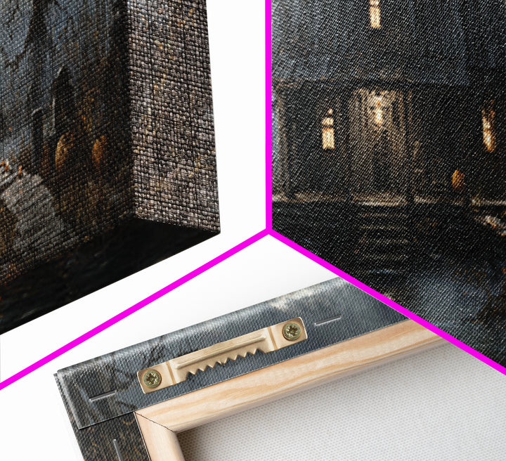 The Foggy Swamp Shack, Extra Wide Wall Art, Haunted Gothic Art, Framed Canvas Print, Halloween Wall Decor, Gothic Home Decor