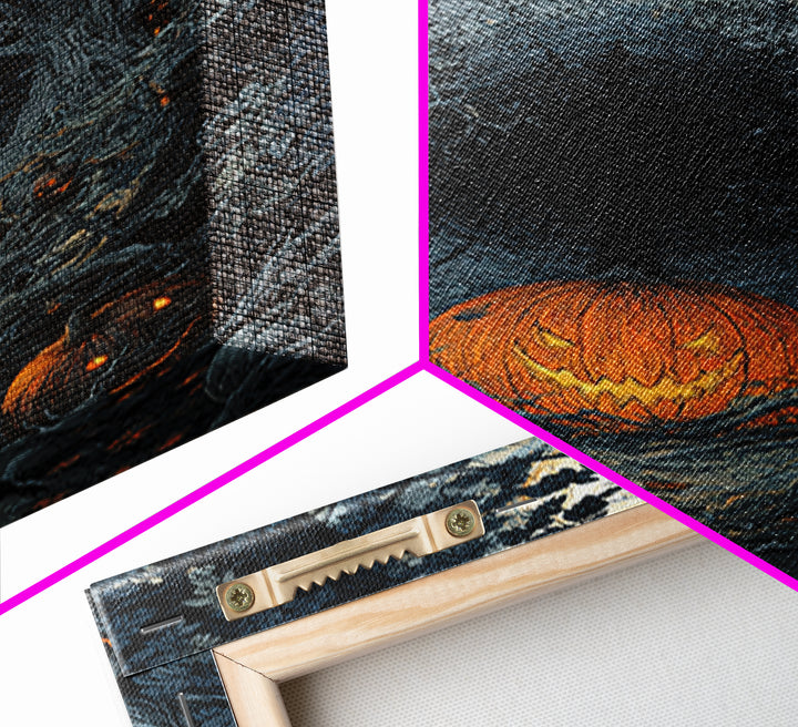 The Pumpkin Patch Maze, Vertical Wall Art, Gothic Horror Wall Art, Framed Canvas Print, Halloween Wall Decor, Gothic Home Decor