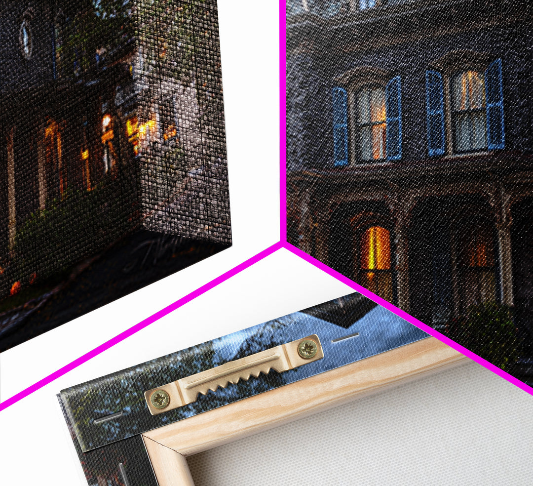 The Haunted Hotel, Landscape Wall Art, Haunted Gothic Art, Framed Canvas Print, Halloween Wall Decor, Gothic Home Decor