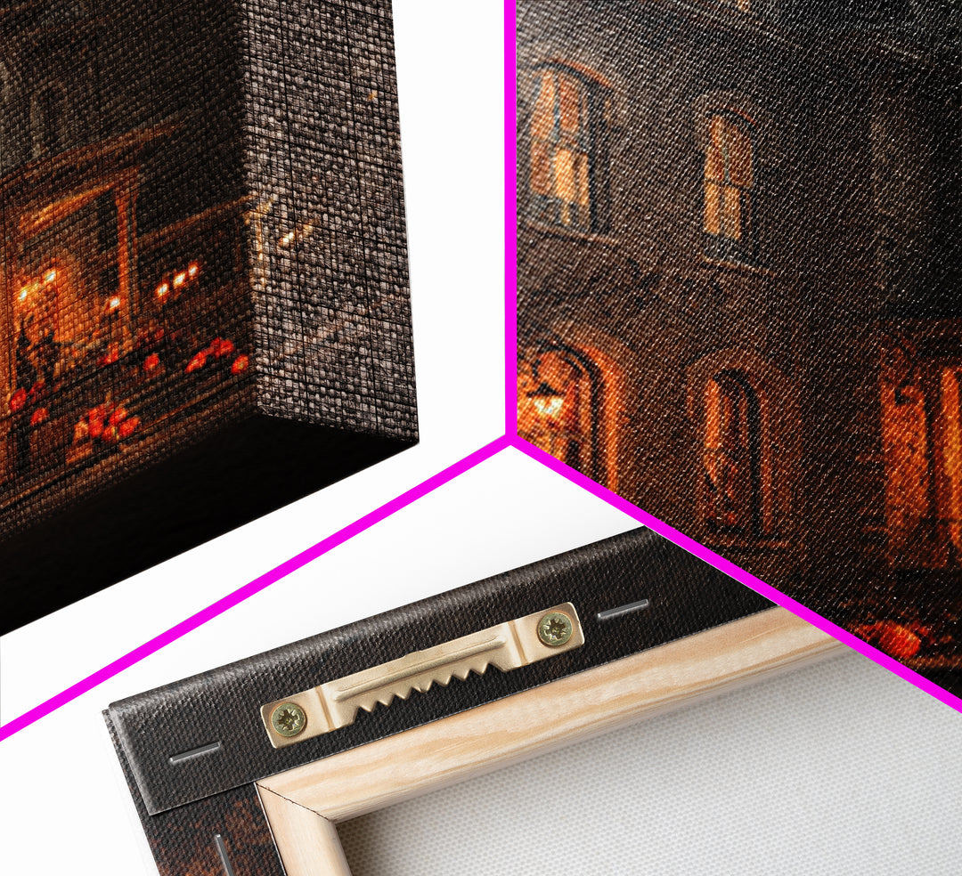 The Haunted Hotel, Square Wall Art, Haunted Gothic Art, Framed Canvas Print, Halloween Wall Decor, Gothic Home Decor, Horror Wall Art