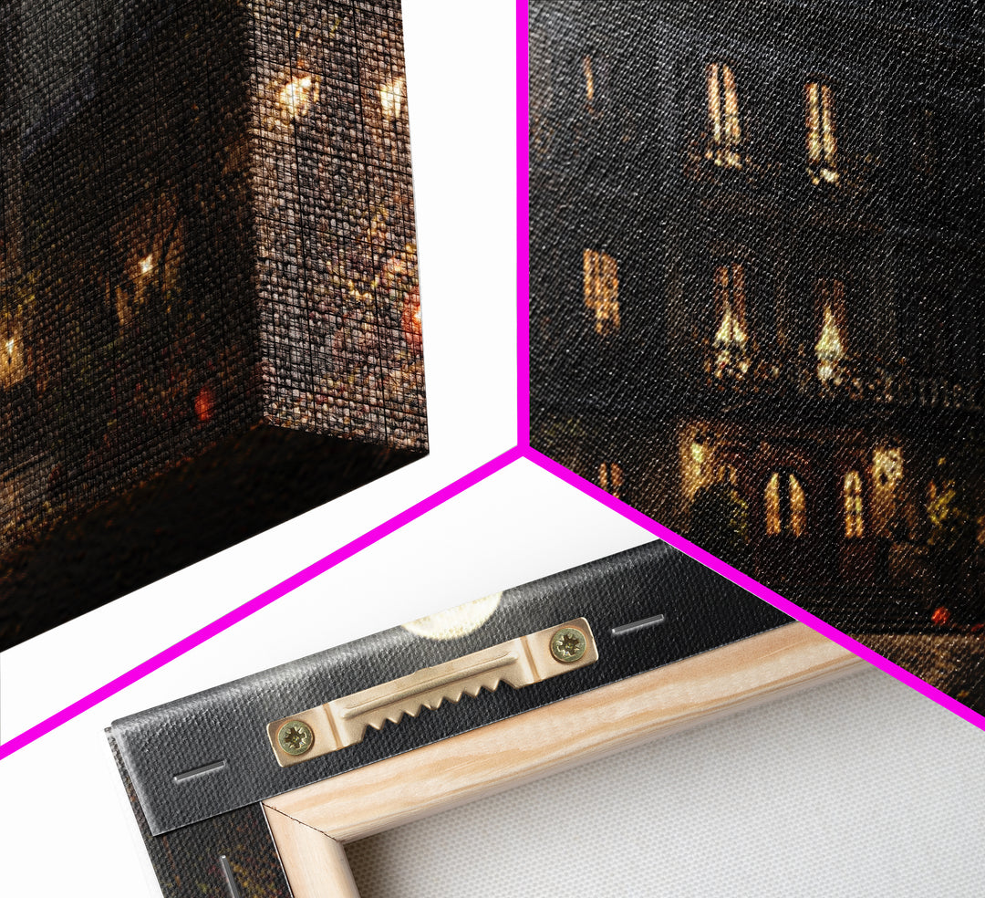The Haunted Hotel, Wide Panoramic Art, Macabre Wall Art, Framed Canvas Print, Halloween Wall Decor, Gothic Home Decor, Horror Wall Art