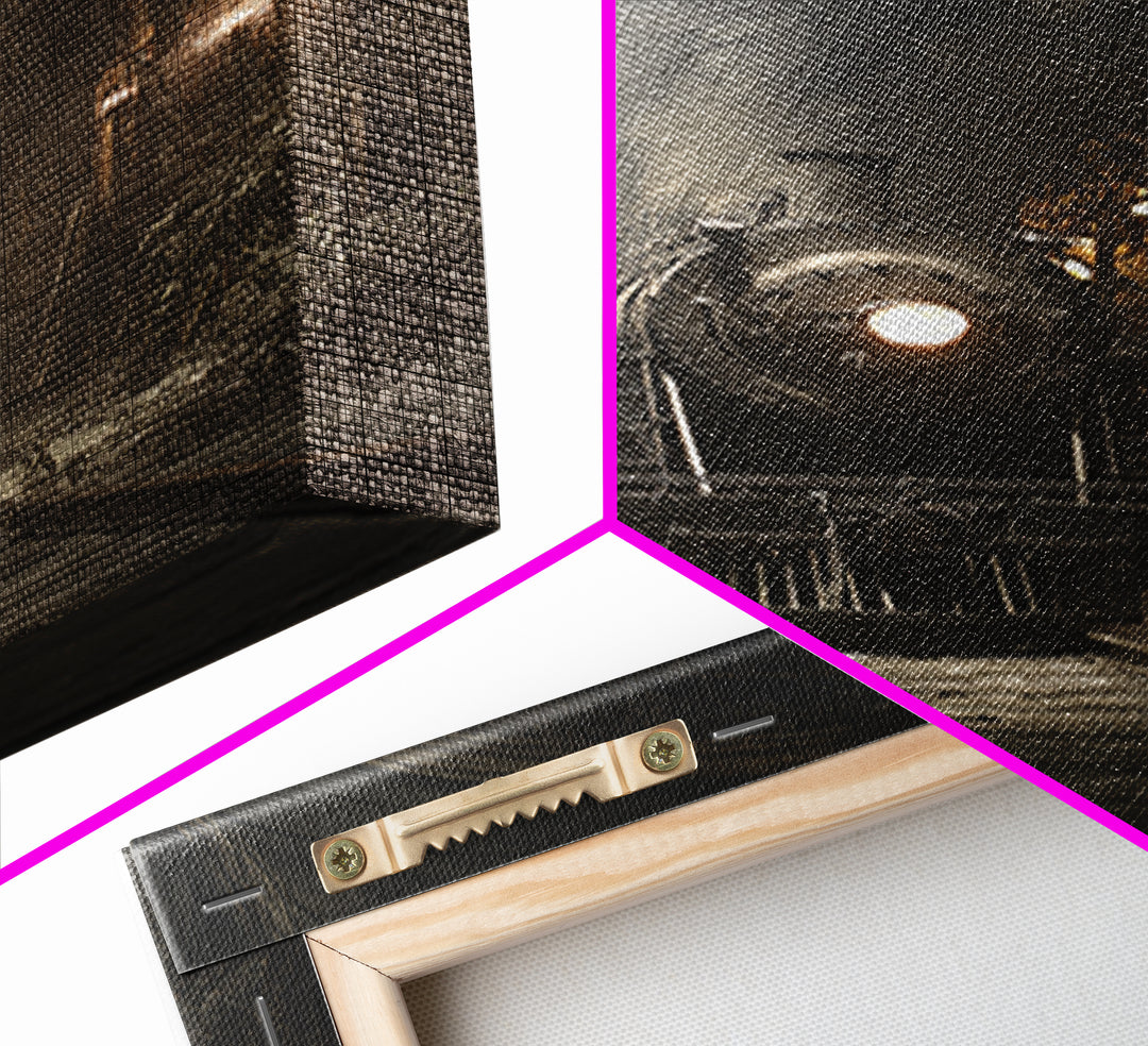 The Abandoned Train Station, Vertical Wall Art, Gothic Horror Wall Art, Framed Canvas Print, Halloween Wall Decor, Gothic Home Decor