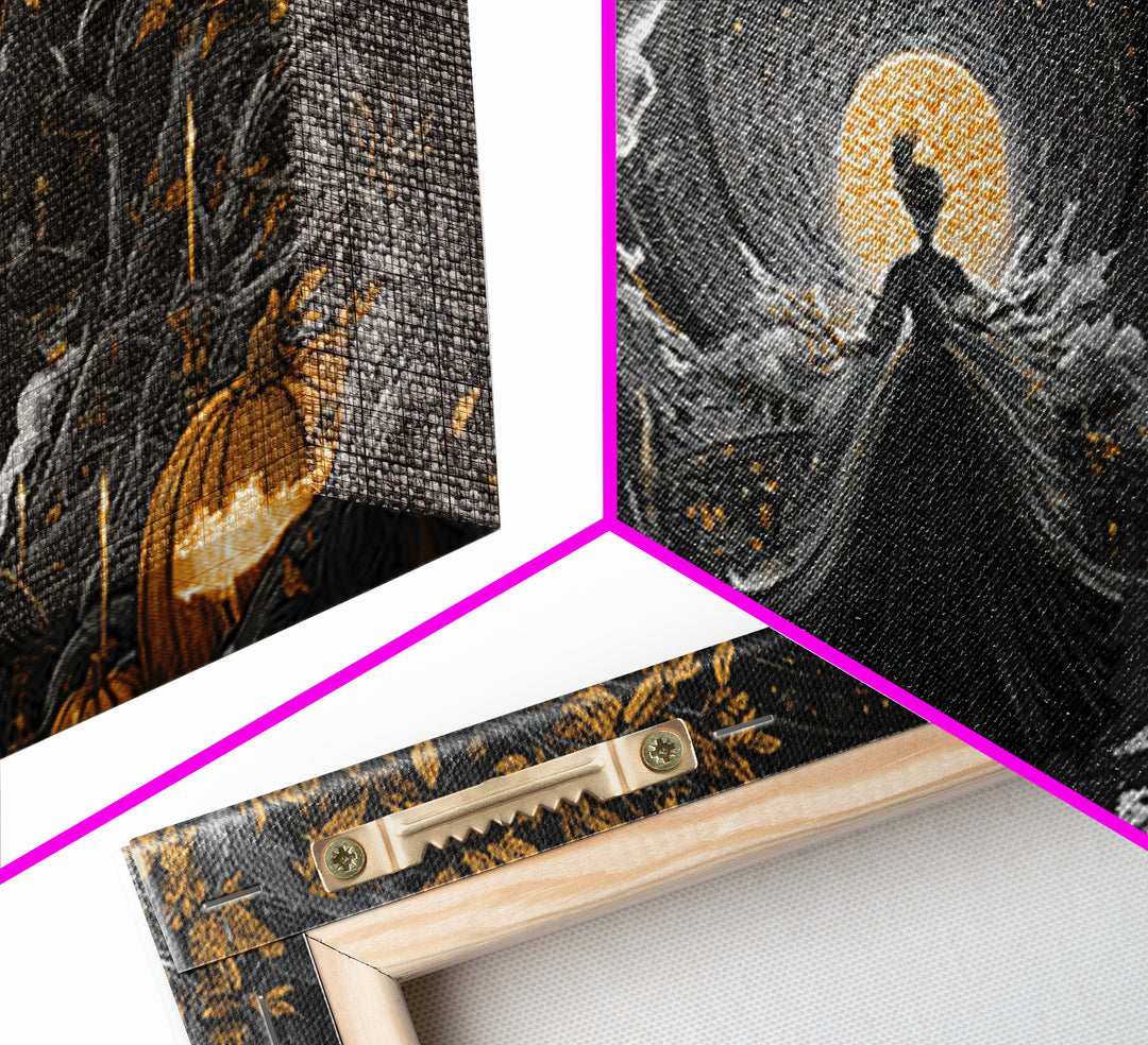 The Midnight Masquerade, Wide Panoramic Art, Haunted Gothic Art, Framed Canvas Print, Halloween Wall Decor, Gothic Home Decor