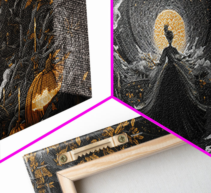 The Midnight Masquerade, Wide Panoramic Art, Haunted Gothic Art, Framed Canvas Print, Halloween Wall Decor, Gothic Home Decor