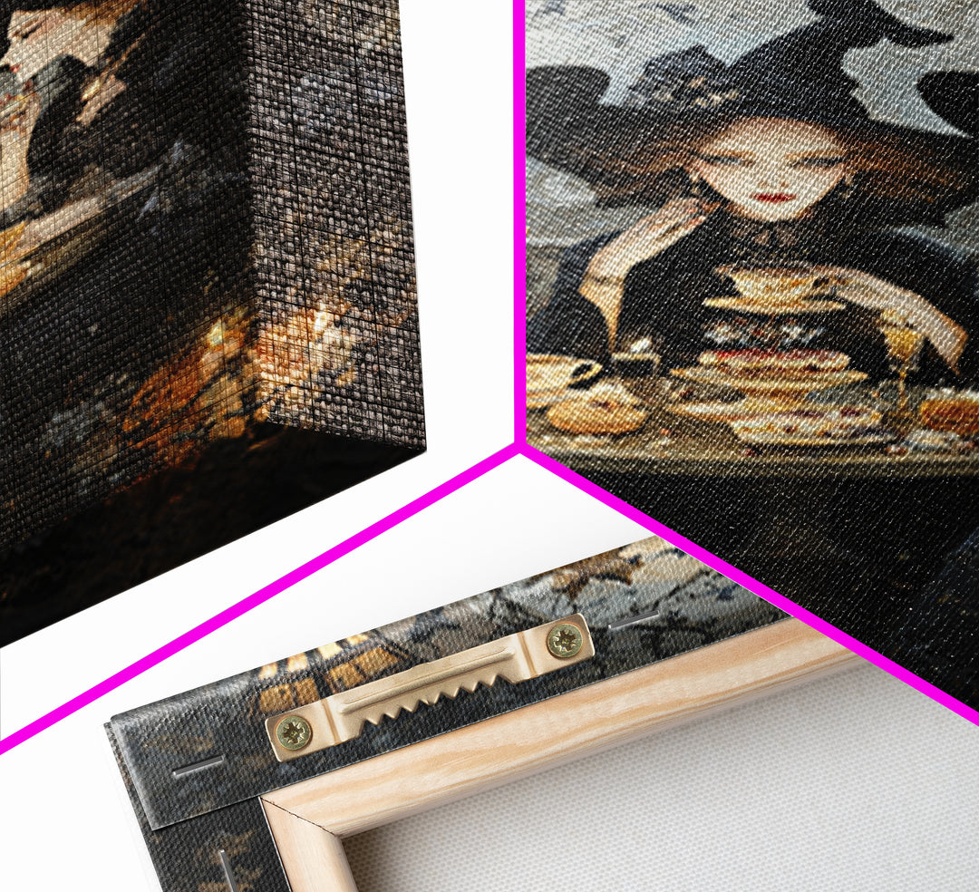 The Witches' Tea Party, Vertical Wall Art, Macabre Wall Art, Framed Canvas Print, Halloween Wall Decor, Gothic Home Decor, Halloween Decor