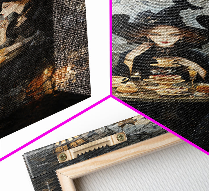 The Witches' Tea Party, Vertical Wall Art, Macabre Wall Art, Framed Canvas Print, Halloween Wall Decor, Gothic Home Decor, Halloween Decor