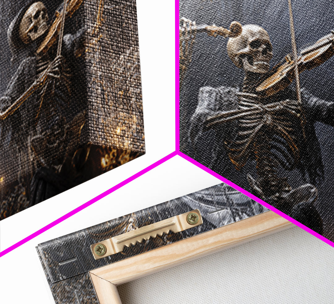 The Skeleton Orchestra, Landscape Wall Art, Haunted Gothic Art, Framed Canvas Print, Halloween Wall Decor, Gothic Home Decor