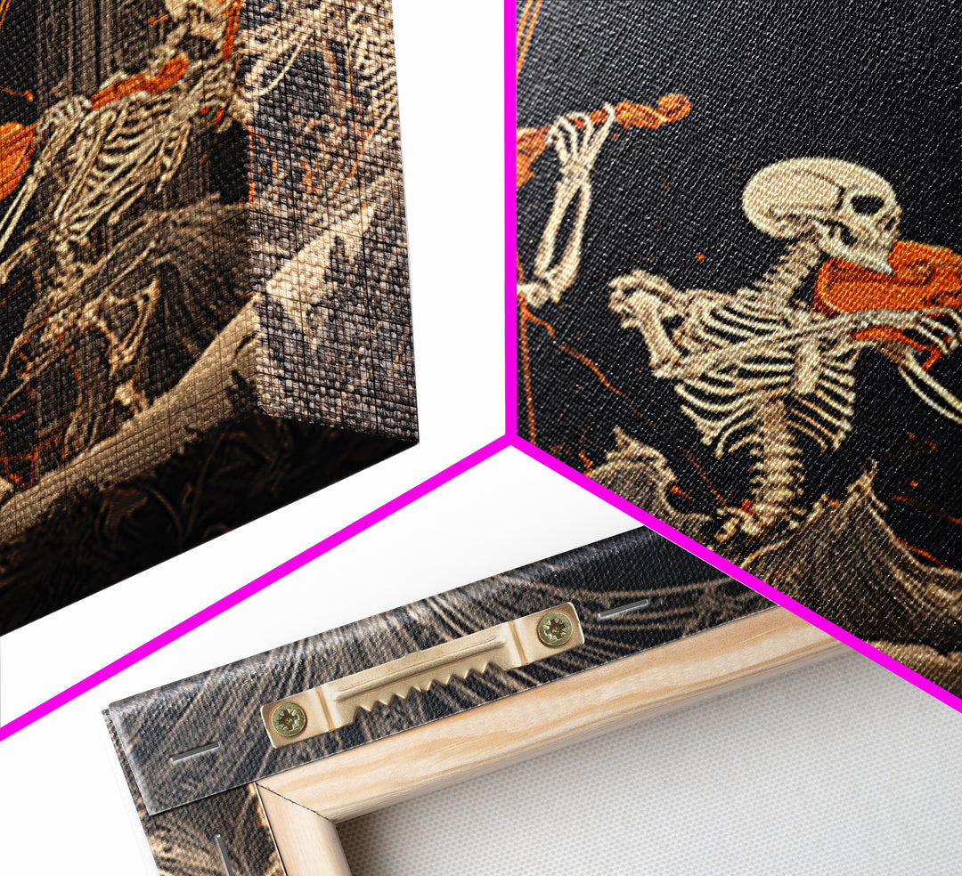 The Skeleton Orchestra, Square Wall Art, Gothic Horror Wall Art, Framed Canvas Print, Halloween Wall Decor, Gothic Home Decor