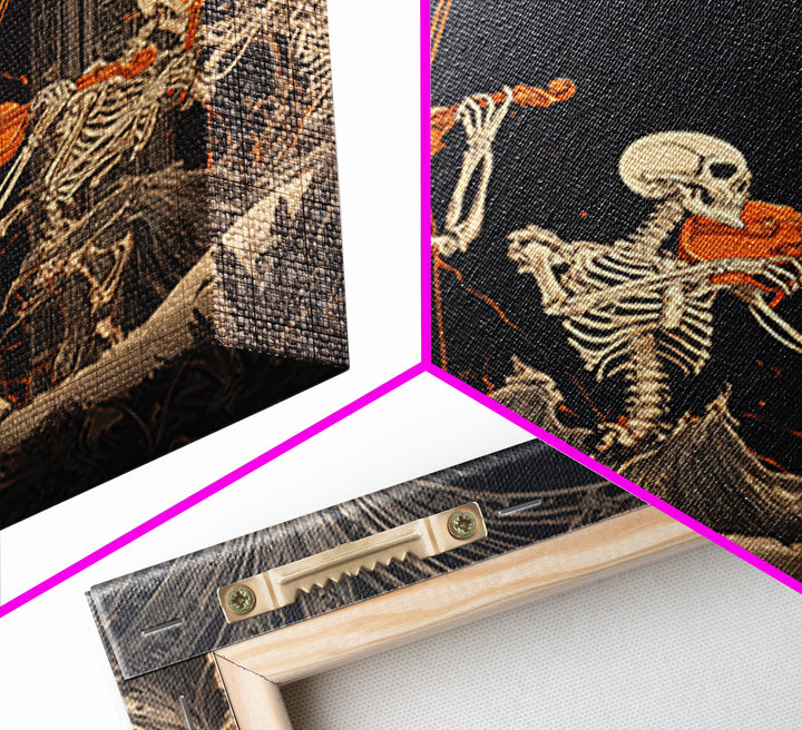 The Skeleton Orchestra, Square Wall Art, Gothic Horror Wall Art, Framed Canvas Print, Halloween Wall Decor, Gothic Home Decor