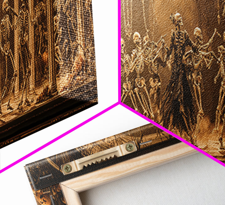 The Skeleton Orchestra, Extra Wide Wall Art, Macabre Wall Art, Framed Canvas Print, Halloween Wall Decor, Gothic Home Decor