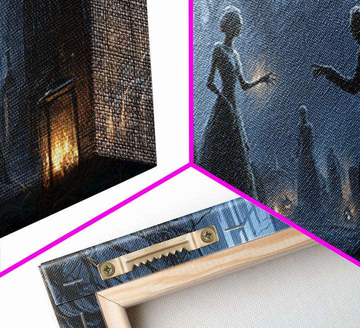 The Ghost Wedding, Wide Panoramic Art, Gothic Horror Wall Art, Framed Canvas Print, Halloween Wall Decor, Gothic Home Decor