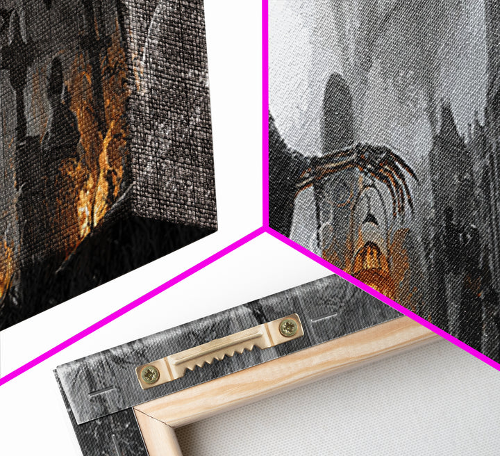 The Ghost Wedding, Extra Wide Wall Art, Dark Halloween Decor, Canvas Print, Halloween Wall Decor, Gothic Home Decor, Dark Fantasy Art