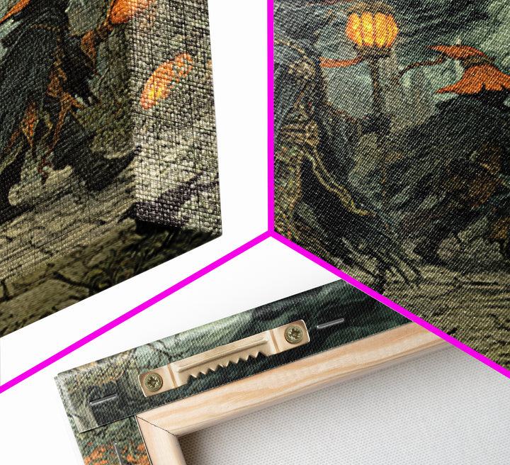 The Monster Parade, Square Wall Art, Haunted Gothic Art, Framed Canvas Print, Halloween Wall Decor, Gothic Home Decor, Dark Fantasy Art