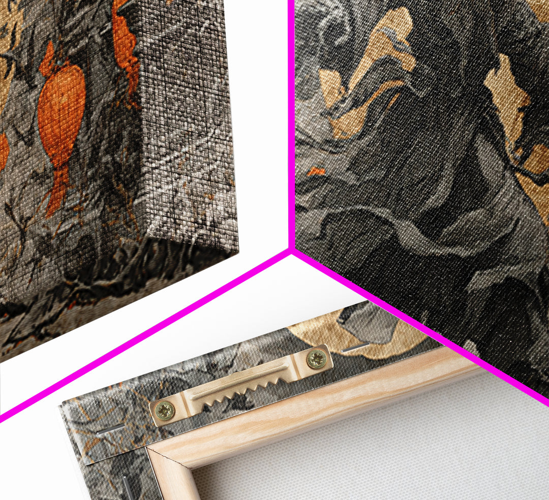 The Monster Parade, Wide Panoramic Art, Macabre Wall Art, Framed Canvas Print, Halloween Wall Decor, Gothic Home Decor, Horror Wall Art