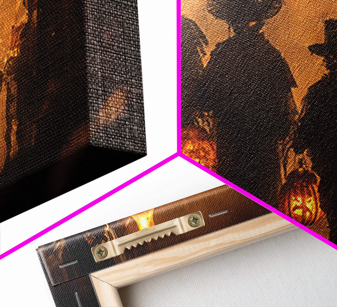 The Trick-Or-Treat Procession, Landscape Wall Art, Haunted Gothic Art, Framed Canvas Print, Halloween Wall Decor, Gothic Home Decor