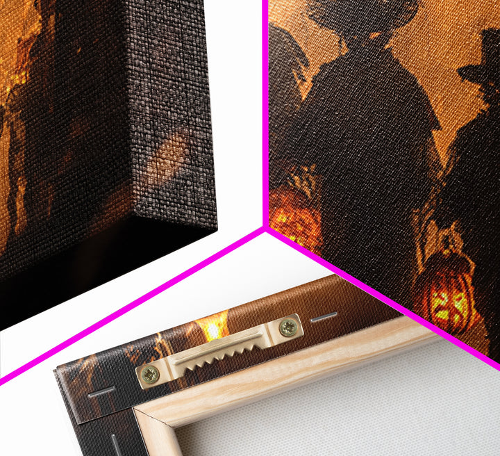 The Trick-Or-Treat Procession, Landscape Wall Art, Haunted Gothic Art, Framed Canvas Print, Halloween Wall Decor, Gothic Home Decor