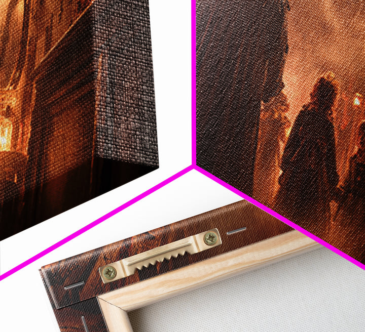 The Trick-Or-Treat Procession, Wide Panoramic Art, Gothic Horror Wall Art, Framed Canvas Print, Halloween Wall Decor, Gothic Home Decor
