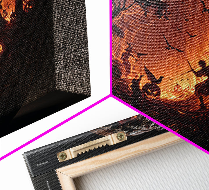 The Pumpkin-Carving Ritual, Landscape Wall Art, Macabre Wall Art, Framed Canvas Print, Halloween Wall Decor, Gothic Home Decor