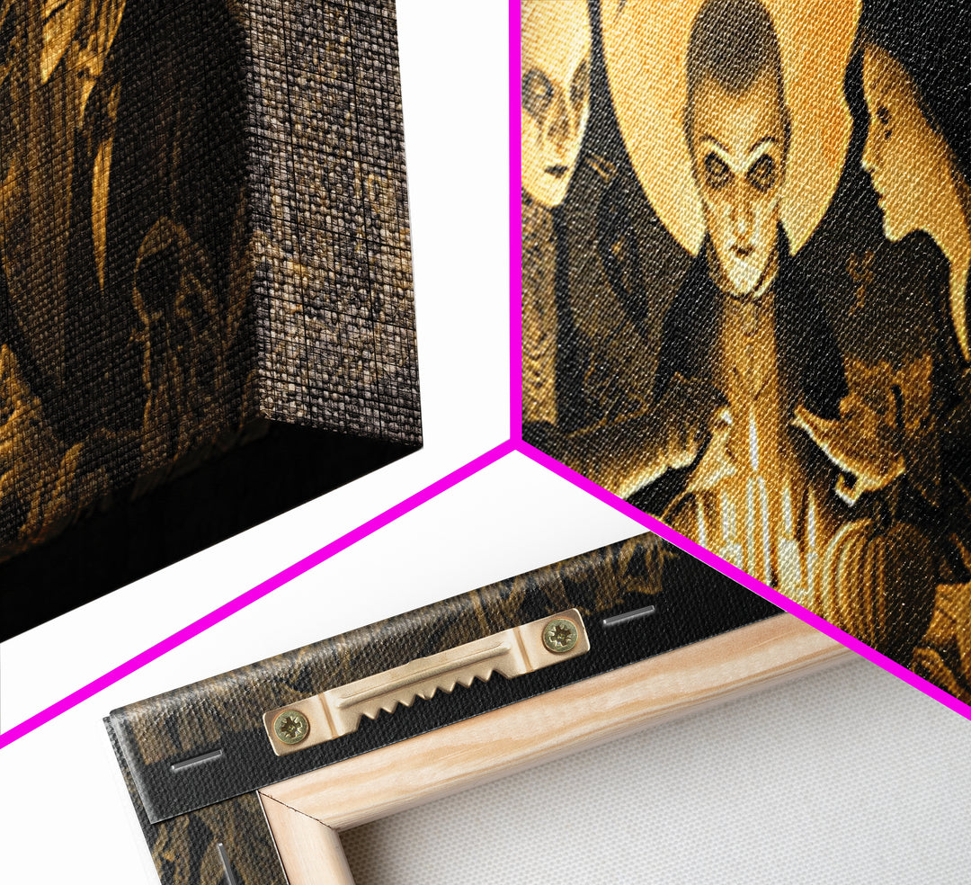 The Candlelit Seance, Extra Wide Wall Art, Gothic Horror Wall Art, Framed Canvas Print, Halloween Wall Decor, Gothic Home Decor