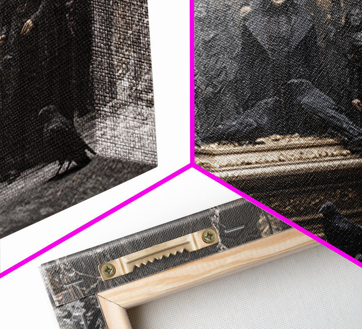 The Raven Funeral, Landscape Wall Art, Spooky Home Decor, Canvas Print, Halloween Wall Decor, Gothic Home Decor, Horror Wall Art