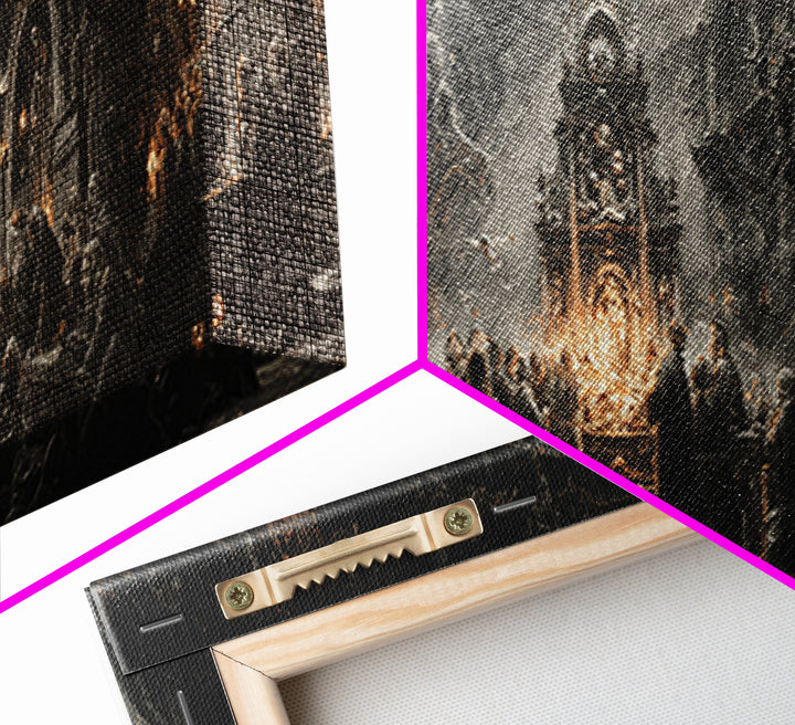 The Thirteenth Bell, Extra Wide Wall Art, Gothic Horror Wall Art, Framed Canvas Print, Halloween Wall Decor, Gothic Home Decor