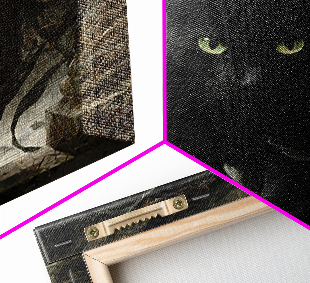 The Black Cat Gathering, Square Wall Art, Spooky Home Decor, Canvas Print, Halloween Wall Decor, Gothic Home Decor, Spooky Wall Decor
