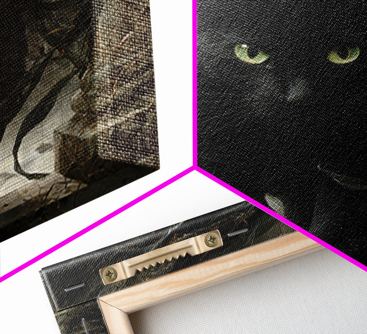 The Black Cat Gathering, Square Wall Art, Spooky Home Decor, Canvas Print, Halloween Wall Decor, Gothic Home Decor, Spooky Wall Decor