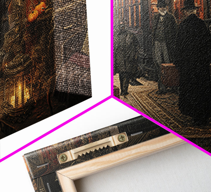 The Ghost Train Arrival, Landscape Wall Art, Haunted Gothic Art, Framed Canvas Print, Halloween Wall Decor, Gothic Home Decor