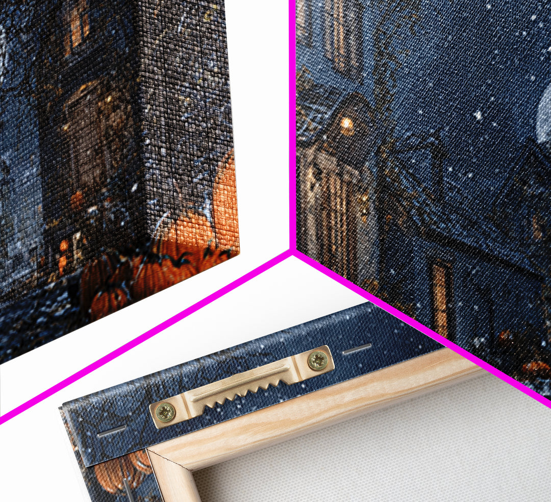 The First Frost Awakening, Wide Panoramic Art, Haunted Gothic Art, Framed Canvas Print, Halloween Wall Decor, Gothic Home Decor