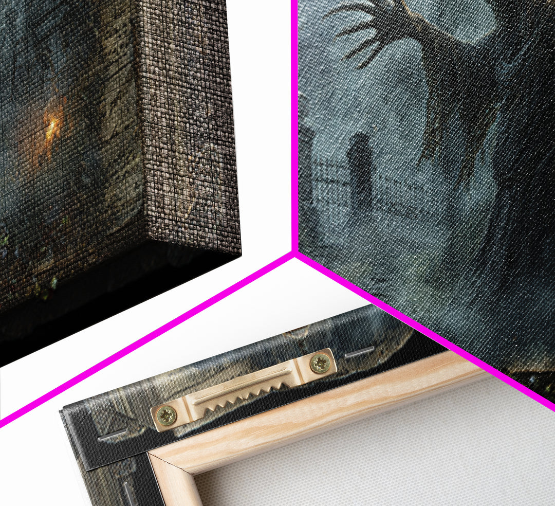 The Living Spellbook, Wide Panoramic Art, Macabre Wall Art, Framed Canvas Print, Halloween Wall Decor, Gothic Home Decor, Dark Fantasy Art