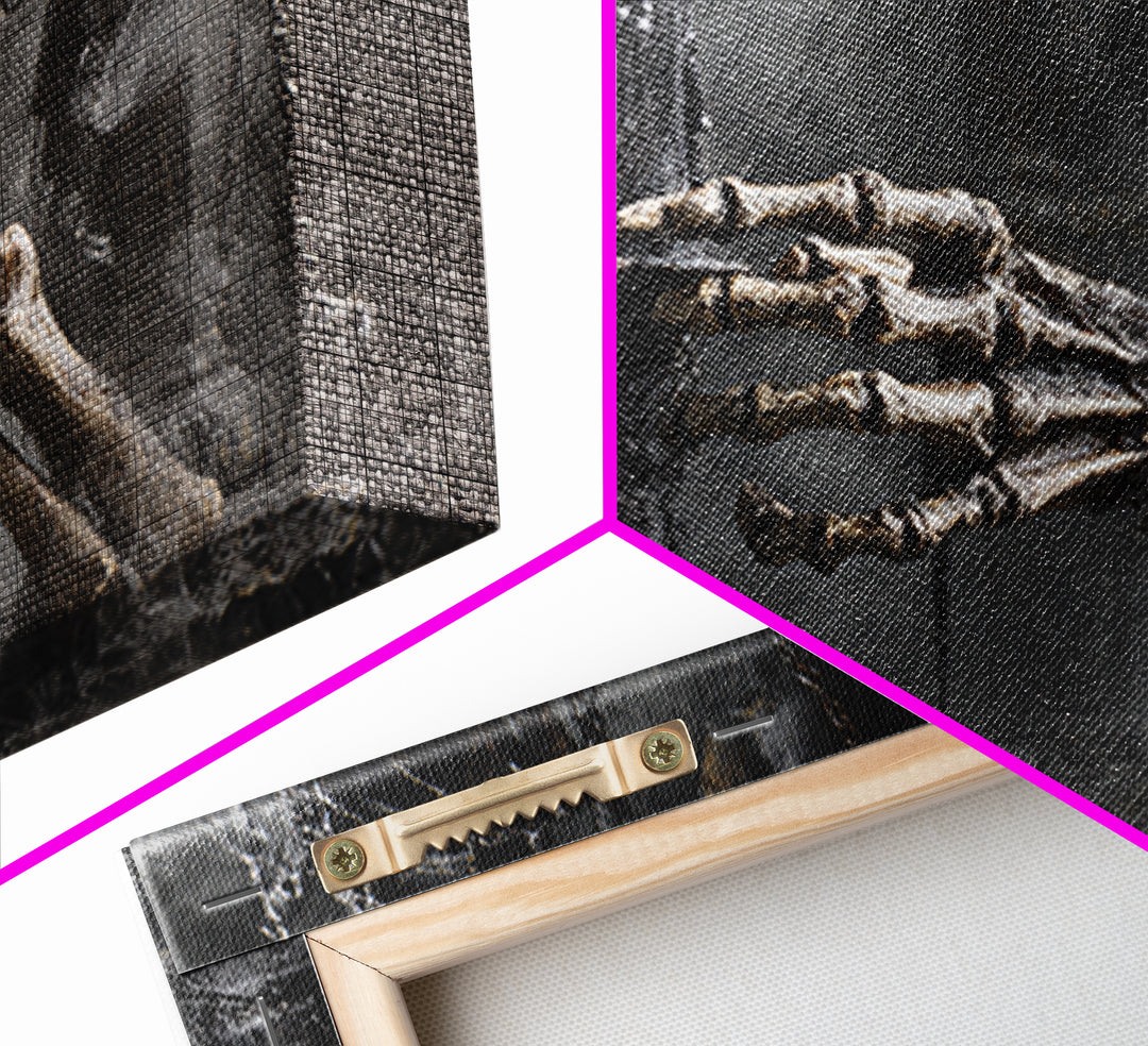 The Skeletal Hand Candleholder, Landscape Wall Art, Dark Halloween Decor, Canvas Print, Halloween Wall Decor, Gothic Home Decor