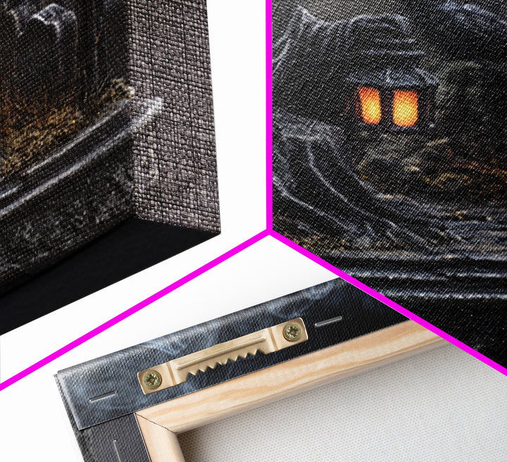 The Black Wax Candle, Square Wall Art, Haunted Gothic Art, Framed Canvas Print, Halloween Wall Decor, Gothic Home Decor, Halloween Wall Art