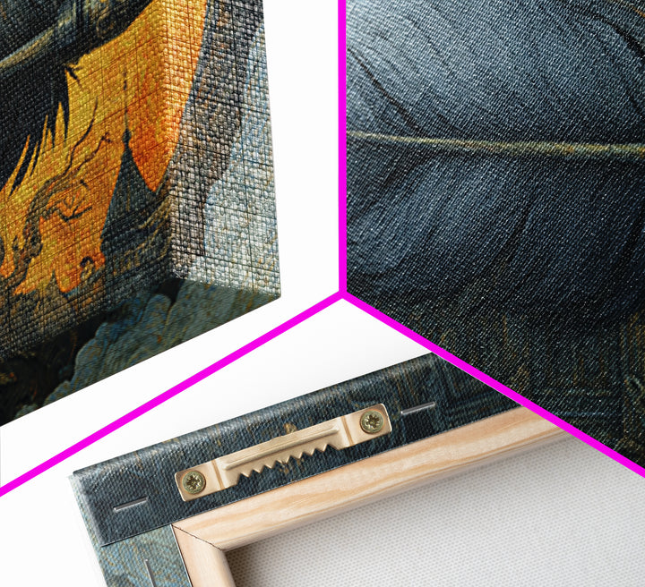 The Raven-Feather Quill, Wide Panoramic Art, Gothic Horror Wall Art, Framed Canvas Print, Halloween Wall Decor, Gothic Home Decor