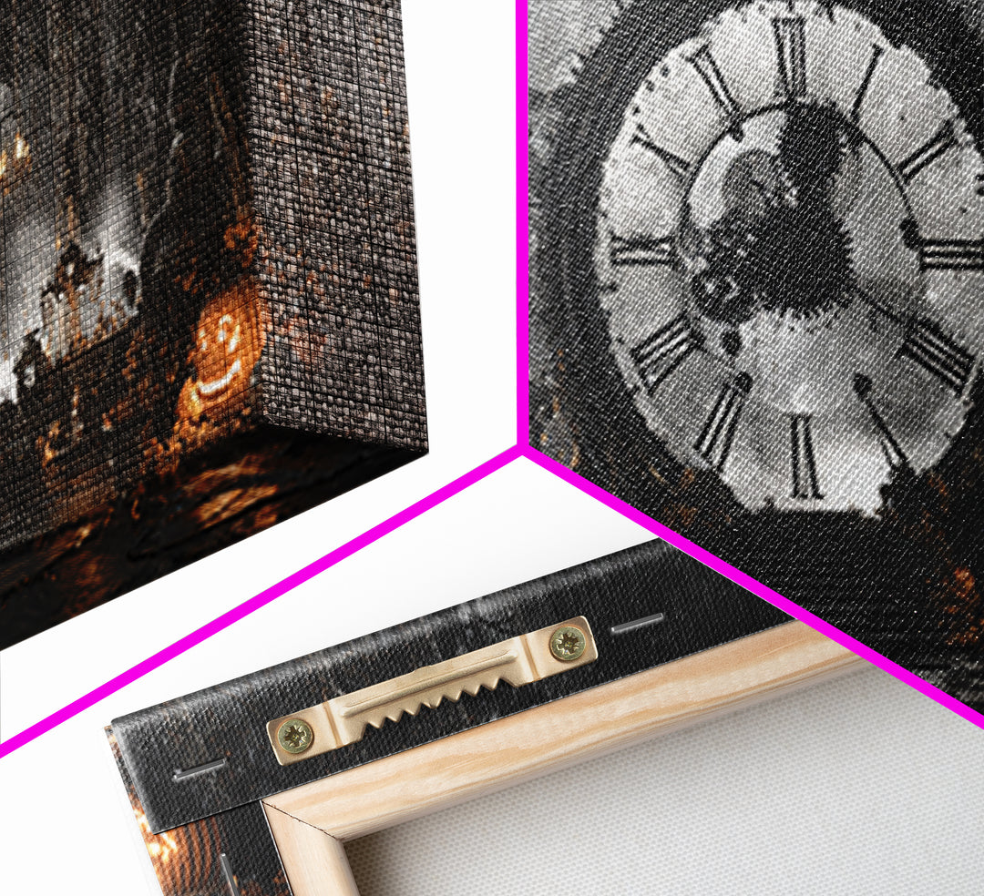 The Cursed Pocket Watch, Wide Panoramic Art, Spooky Home Decor, Canvas Print, Halloween Wall Decor, Gothic Home Decor