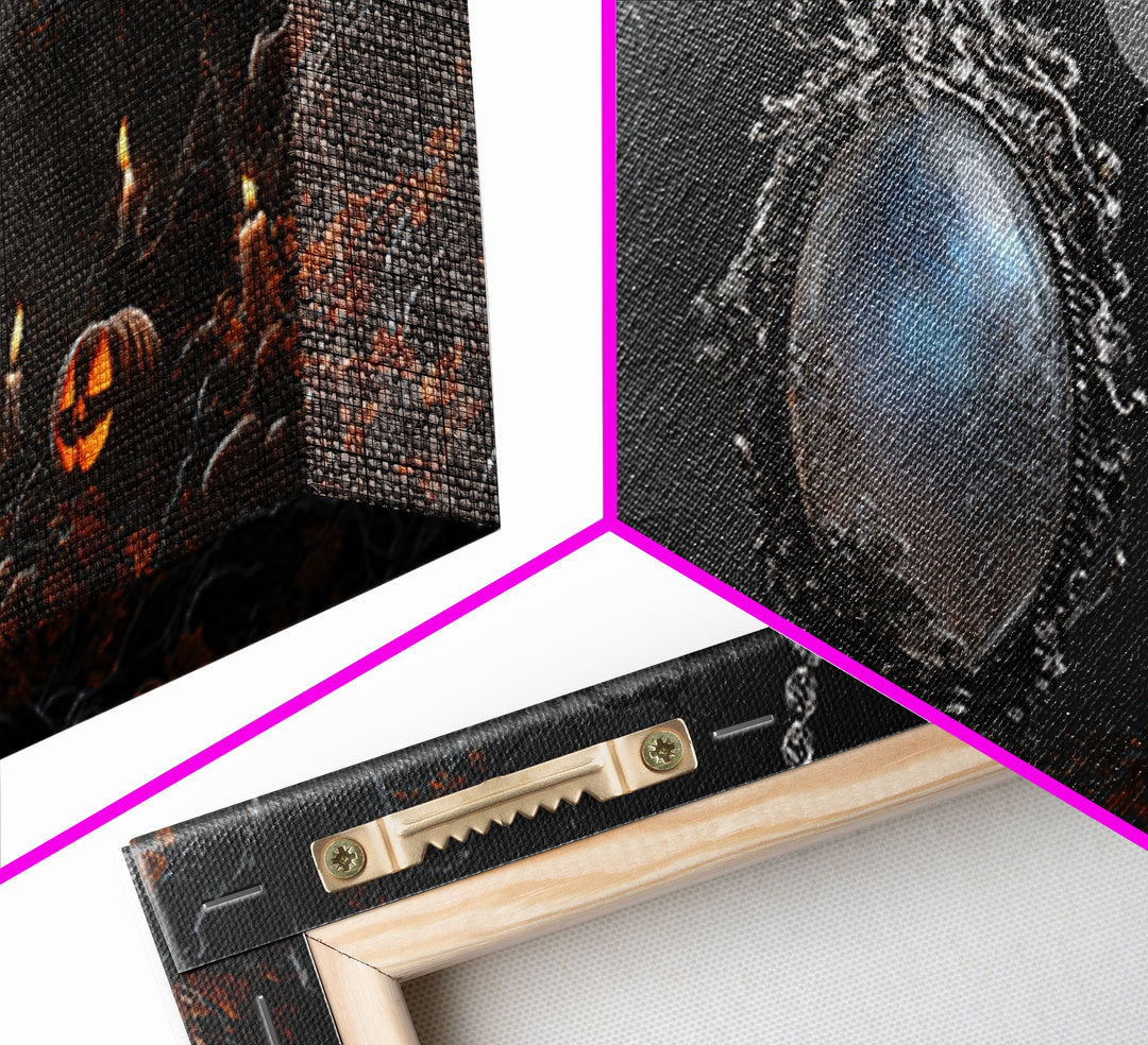 The Moonstone Amulet, Wide Panoramic Art, Dark Halloween Decor, Canvas Print, Halloween Wall Decor, Gothic Home Decor, Horror Wall Art