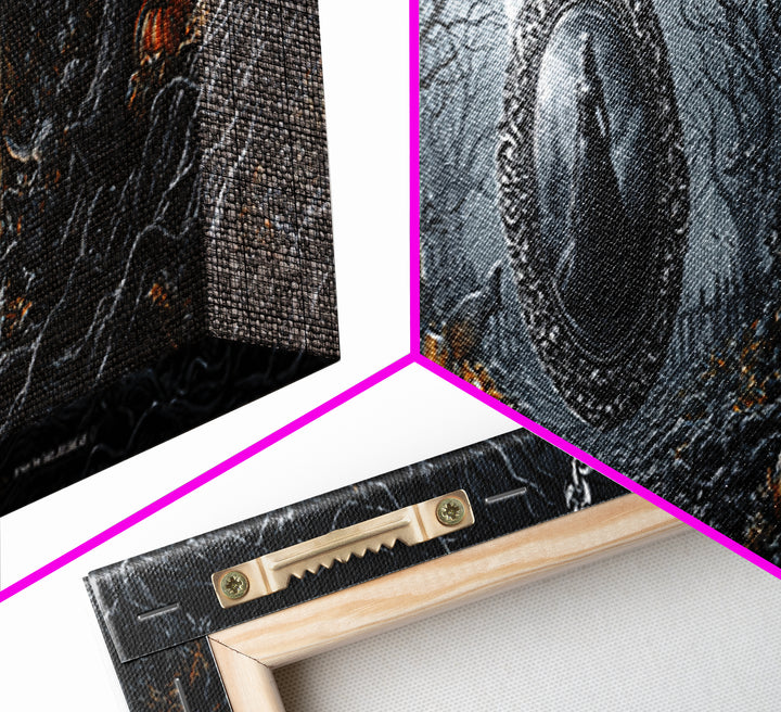 The Moonstone Amulet, Extra Wide Wall Art, Gothic Horror Wall Art, Framed Canvas Print, Halloween Wall Decor, Gothic Home Decor