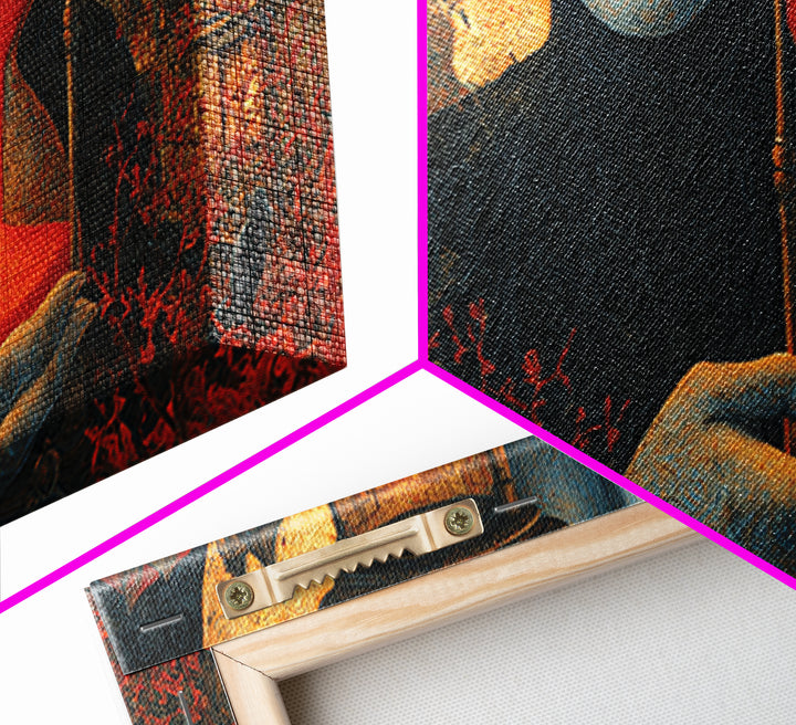 The Crimson Hourglass, Wide Panoramic Art, Macabre Wall Art, Framed Canvas Print, Halloween Wall Decor, Gothic Home Decor, Halloween Decor