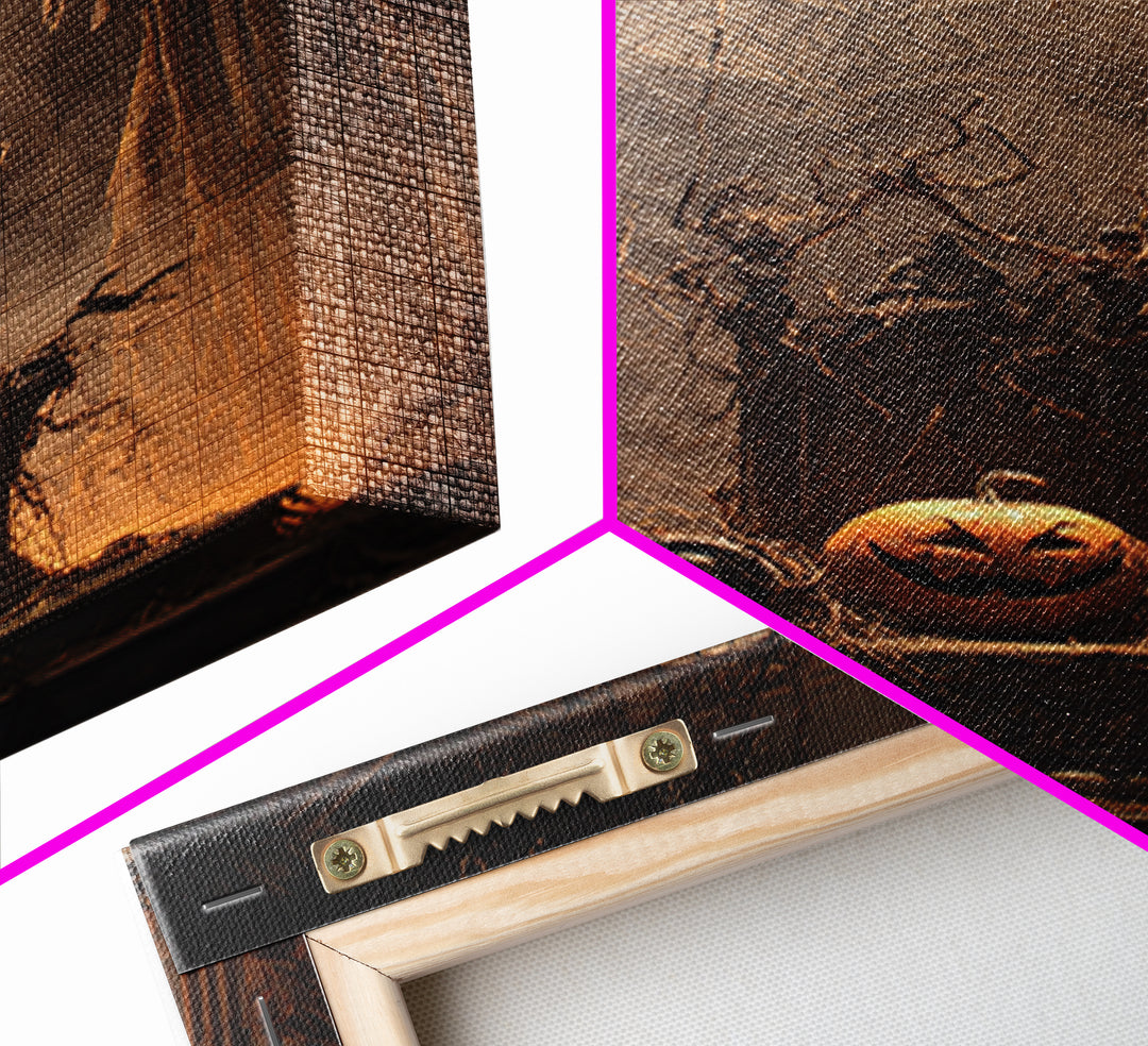 The Jack-O'-Lantern Throne, Vertical Wall Art, Gothic Horror Wall Art, Framed Canvas Print, Halloween Wall Decor, Gothic Home Decor