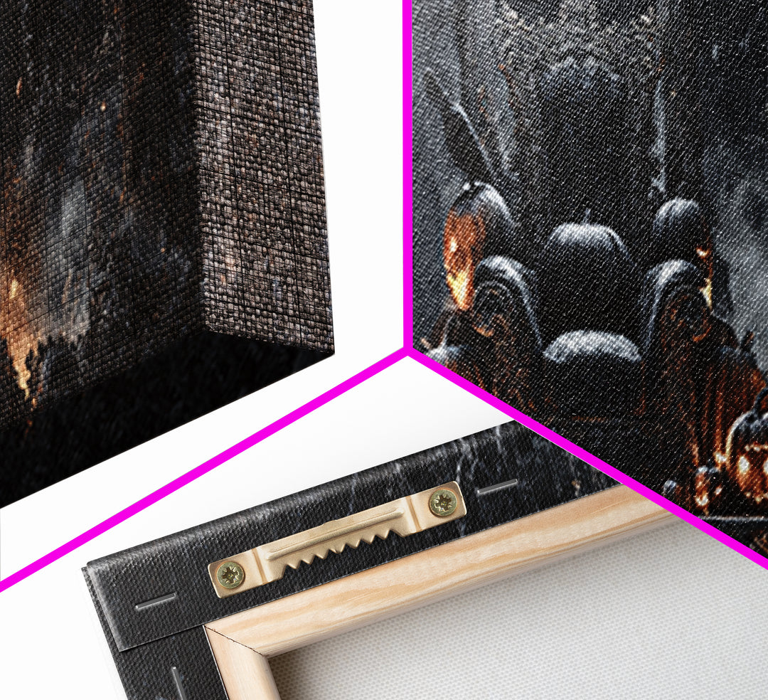 The Jack-O'-Lantern Throne, Extra Wide Wall Art, Dark Halloween Decor, Canvas Print, Halloween Wall Decor, Gothic Home Decor