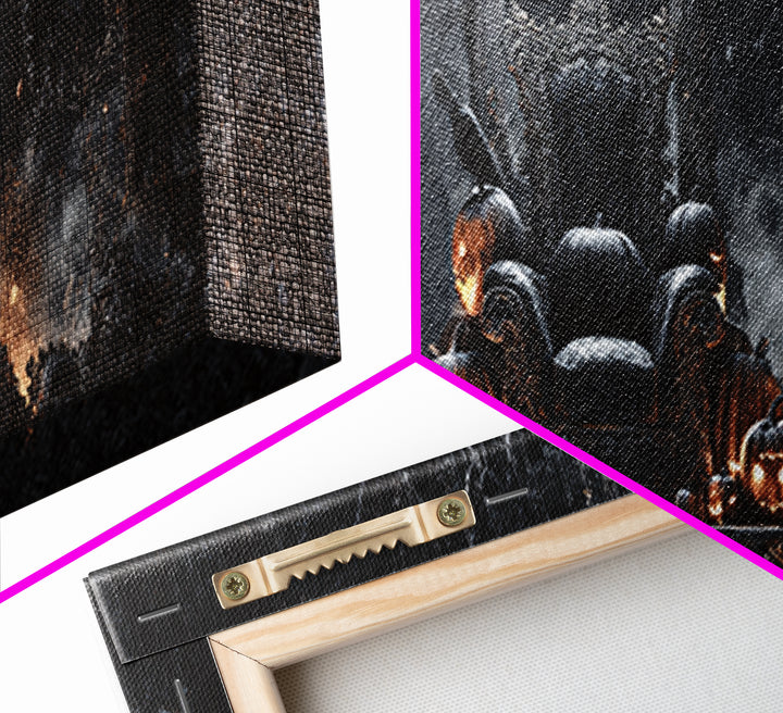 The Jack-O'-Lantern Throne, Extra Wide Wall Art, Dark Halloween Decor, Canvas Print, Halloween Wall Decor, Gothic Home Decor