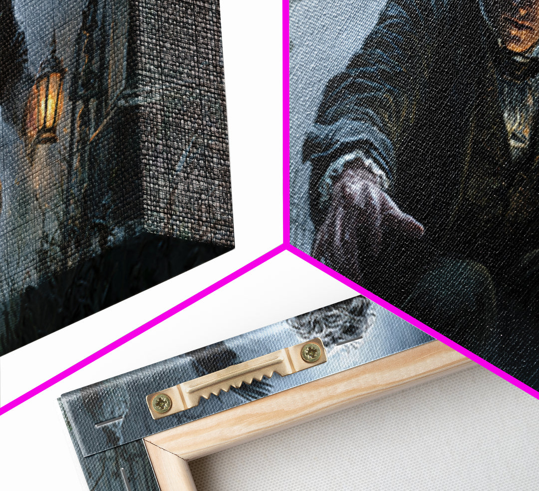 The Haunted Portrait, Wide Panoramic Art, Spooky Home Decor, Canvas Print, Halloween Wall Decor, Gothic Home Decor, Halloween Wall Art