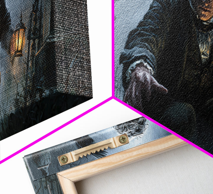 The Haunted Portrait, Wide Panoramic Art, Spooky Home Decor, Canvas Print, Halloween Wall Decor, Gothic Home Decor, Halloween Wall Art
