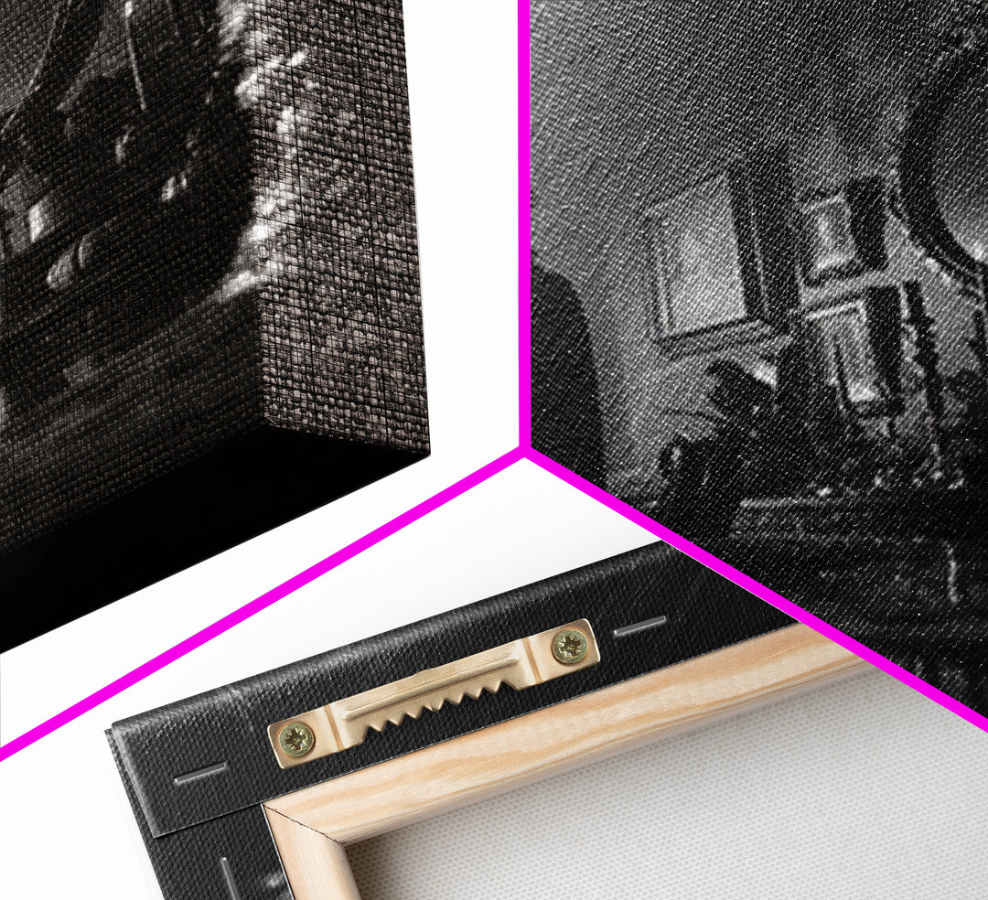 Monochrome Gothic Halloween, Square Wall Art, Macabre Wall Art, Framed Canvas Print, Halloween Wall Decor, Gothic Home Decor