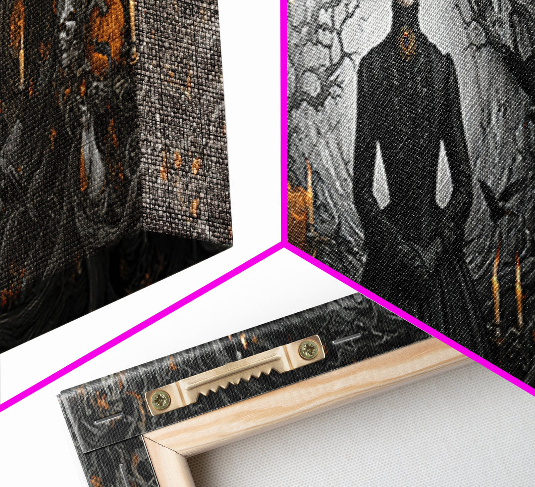 Victorian Mourning Halloween, Extra Wide Wall Art, Gothic Horror Wall Art, Framed Canvas Print, Halloween Wall Decor, Gothic Home Decor